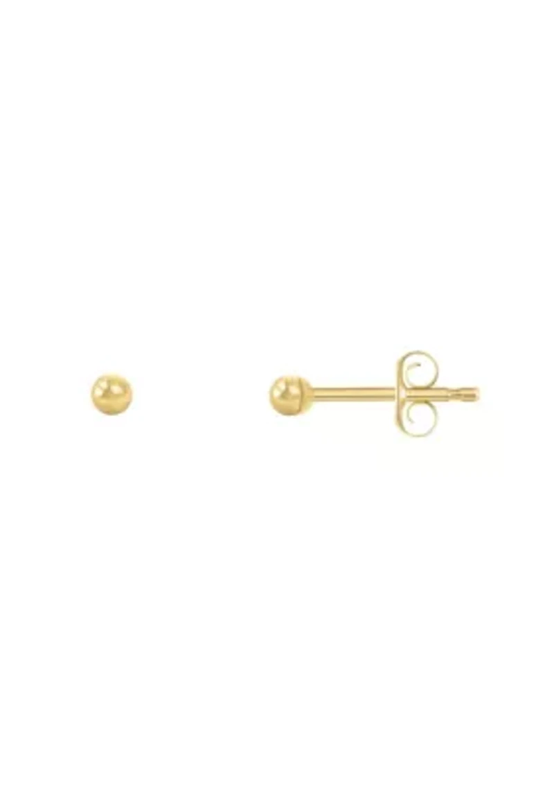 14K Yellow Gold 2mm Ball Stud Earrings