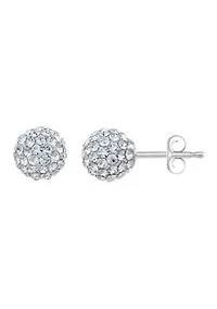 Lab Created Sterling Silver 7mm Round Crystal Ball Stud Earrings