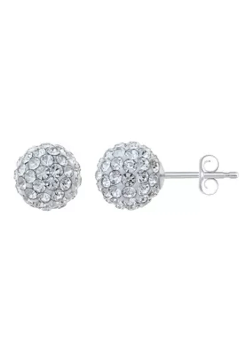 Lab Created Sterling Silver 8mm Round Crystal Ball Stud Earrings