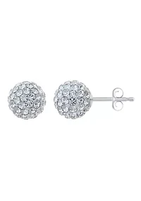 Lab Created Sterling Silver 8mm Round Crystal Ball Stud Earrings