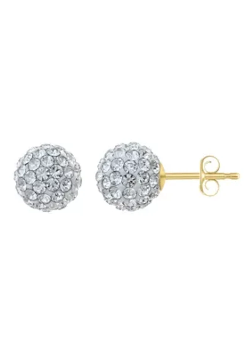 Lab Created 14K Yellow Gold 8mm Round Crystal Ball Stud Earrings