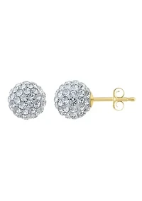 Lab Created 14K Yellow Gold 8mm Round Crystal Ball Stud Earrings
