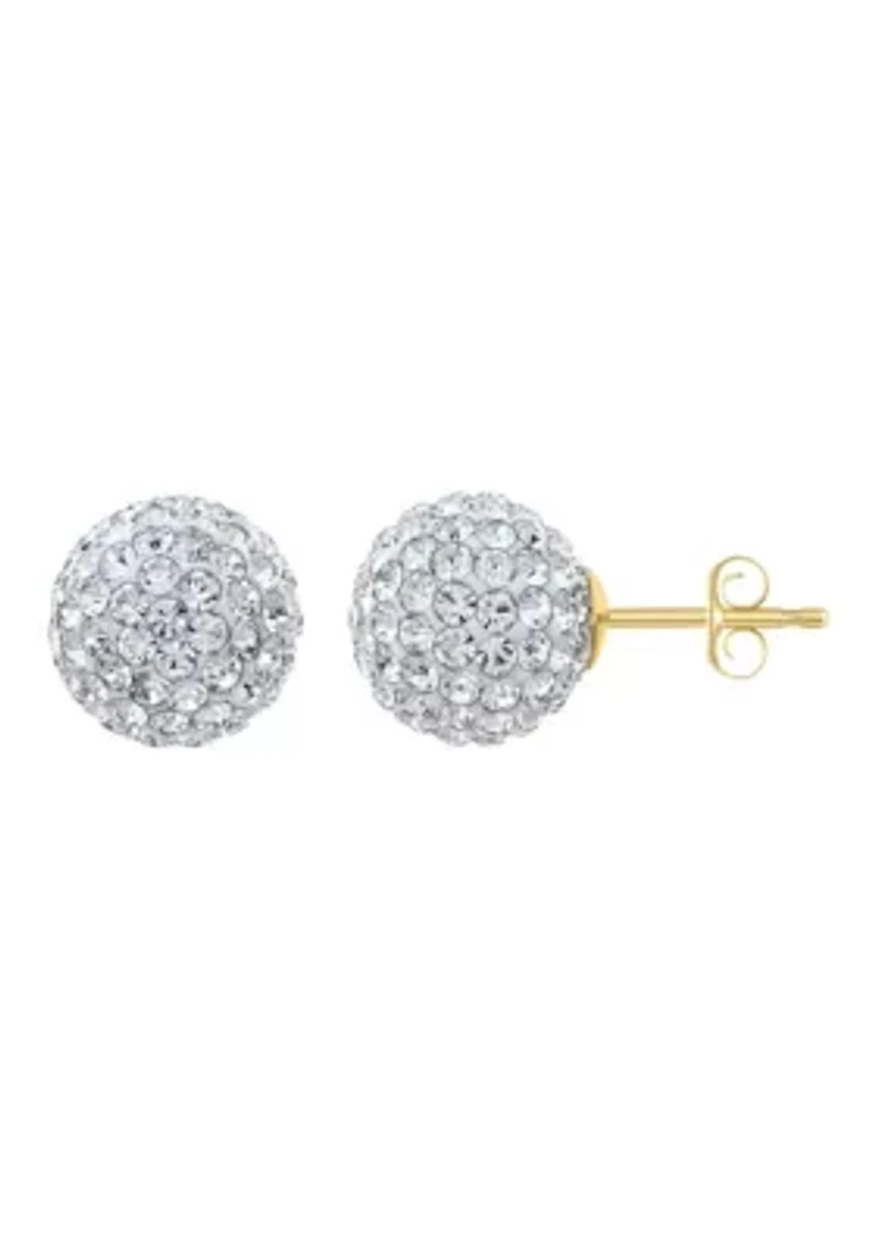 Lab Created 14K Yellow Gold 10mm Round Crystal Ball Stud Earrings