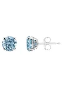 Sterling Silver 6mm Round Sky Blue Topaz Stud Earrings