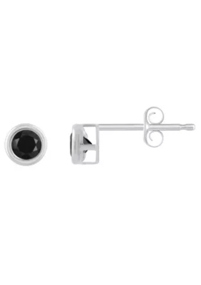 Sterling Silver 3mm Round Black Onyx Stud Earrings