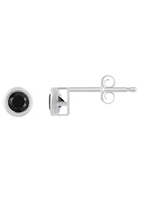 Sterling Silver 3mm Round Black Onyx Stud Earrings