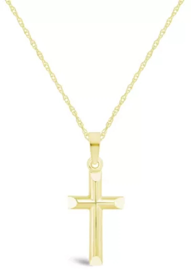 14K Yellow Gold Cross Pendant Necklace