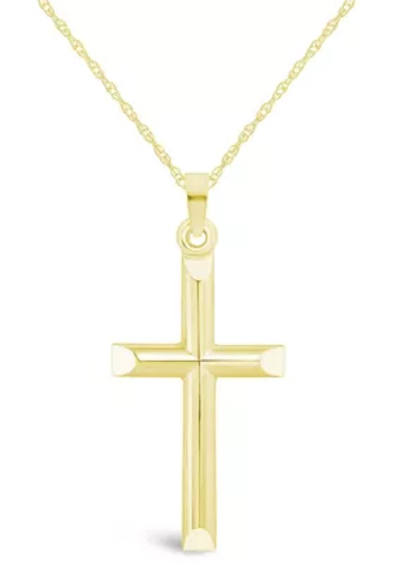 14K Yellow Gold Cross Pendant Necklace