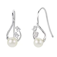 Lab Created Sterling Silver Freshwater Pearl Earring