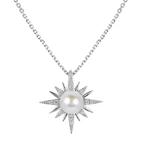 Lab Created Sterling Silver Freshwater Pearl Necklace
