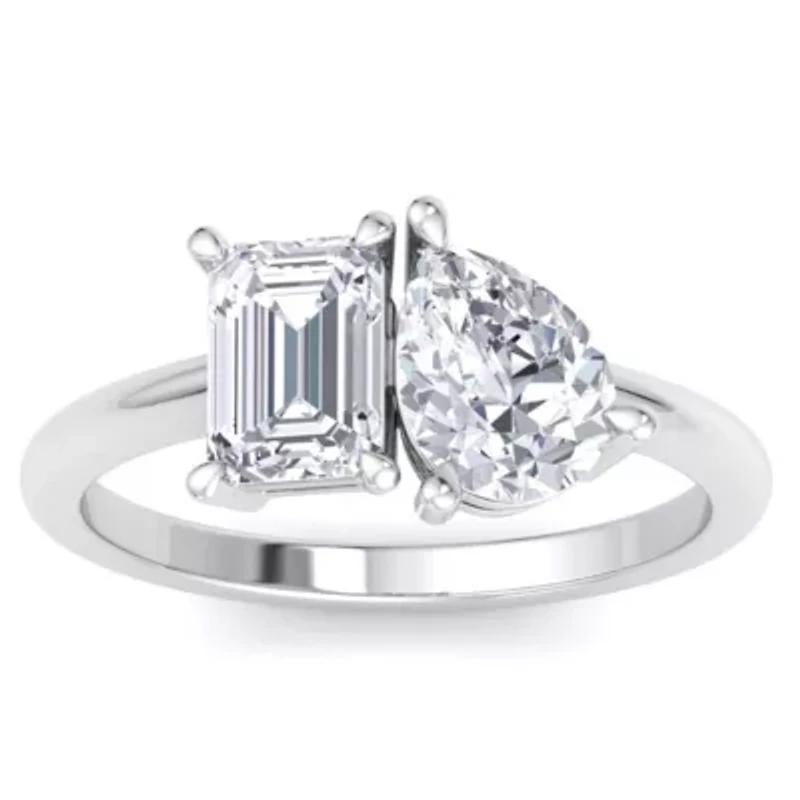Lab Created 2 ct. t.w. Grown Diamond Toi Et Moi Ring, Emerald-Pear, 14K Gold