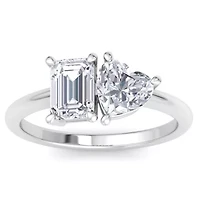 Lab Created 2 ct. t.w. Grown Diamond Toi Et Moi Ring, Emerald-Heart, 14K Gold