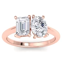 Lab Created 2 ct. t.w. Grown Diamond Toi Et Moi Ring, Emerald-Oval, 14K Gold