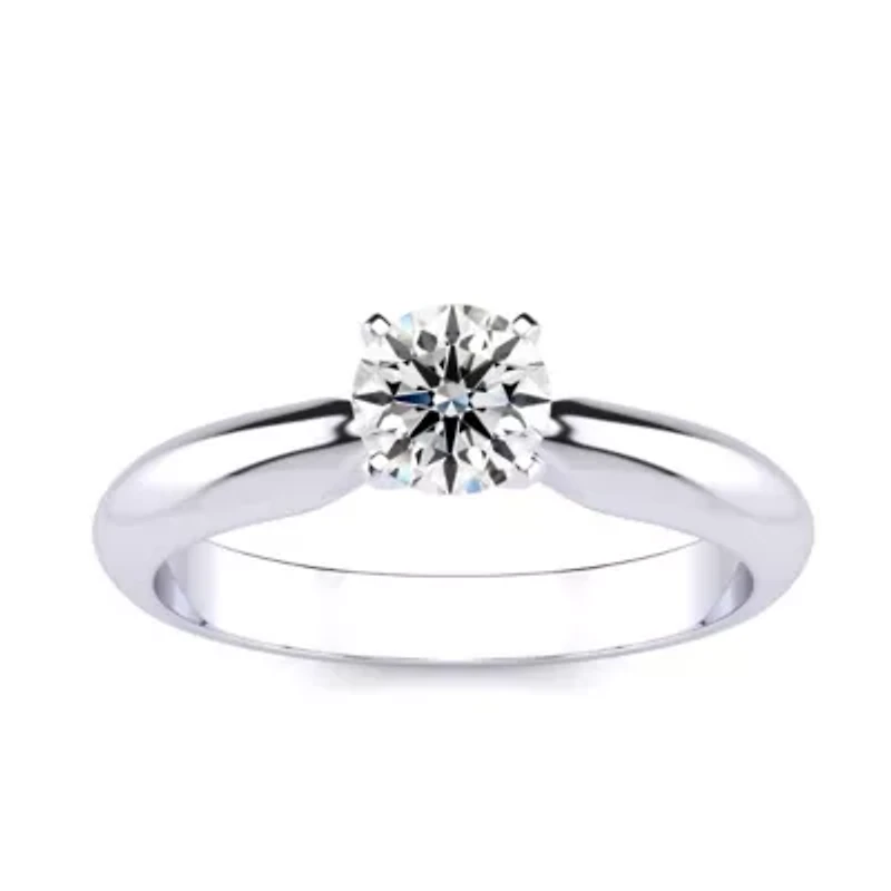 Lab Created Carat Grown Diamond Solitaire Ring Sterling Silver