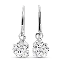 1 Carat Moissanite Drop Earrings In Sterling Silver, 1/2 Inch