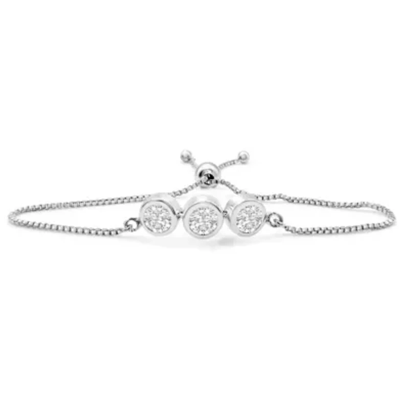 Lab Created Carat Lab Grown Diamond Bolo Bracelet In Sterling Silver