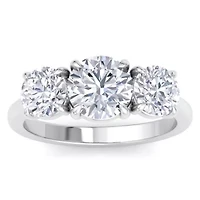 Lab Created Carat Grown Diamond Three Stone Engagement Ring Sterling Silver
