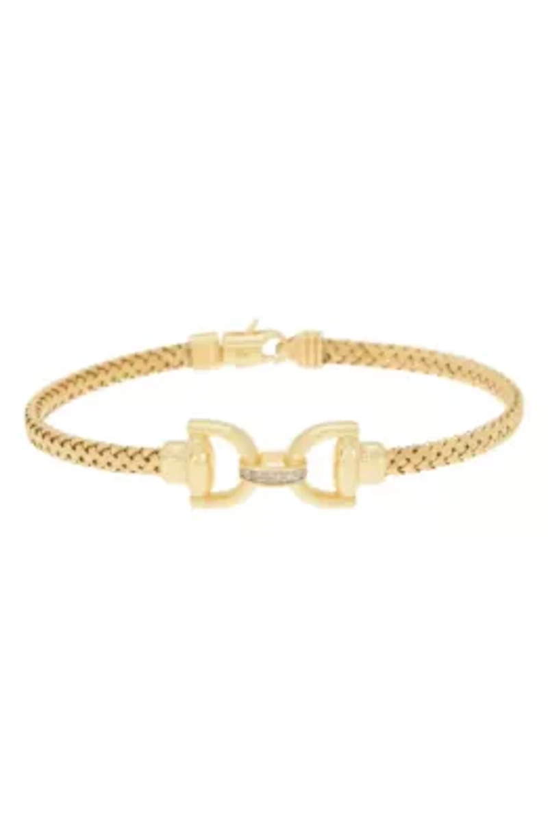 Meshmerise Sterling Silver with 18KT Vermeil Diamond Bangle