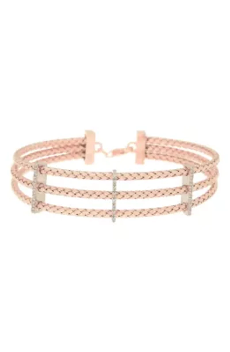 Meshmerise Sterling Silver with 18KT Vermeil Diamond Bangle