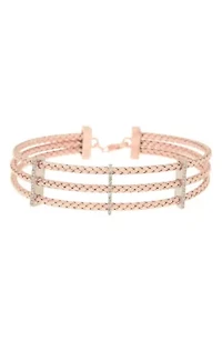 Meshmerise Sterling Silver with 18KT Vermeil Diamond Bangle