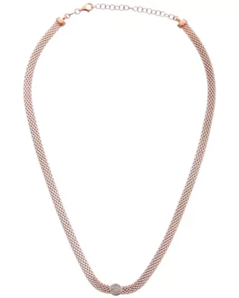 Meshmerise Sterling Silver with 18KT Vermeil Diamond Necklace