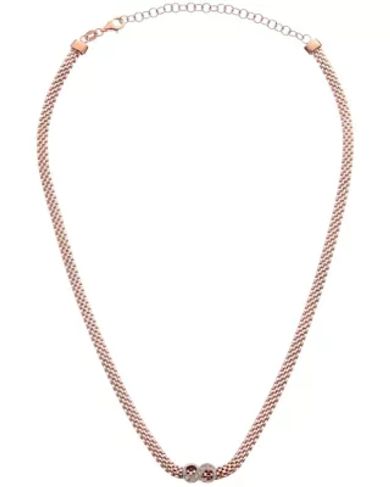Meshmerise Sterling Silver with 18KT Vermeil Diamond Necklace