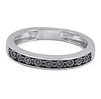 0.05 CTTW Black Diamond Band With Miracle Plate Sterling Silver