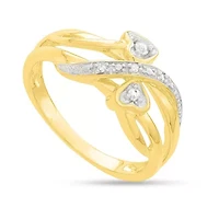 0.05 CTTW Heart Ring Yellow Gold Plated Sterling Silver