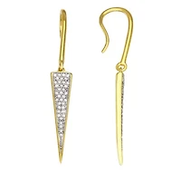 0.38CTTW Diamond Triangle Dangling Earring in Yellow Gold Plated Over Sterling Silver