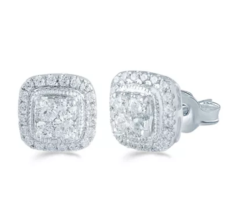 1/2Ctw Diamond Stud Earrings Set in 925 Sterling Silver