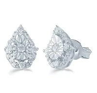 1/5 ct. t.w. Natural Diamond Pear Cluster Fashion Stud Earring set in 925 Sterling Silver
