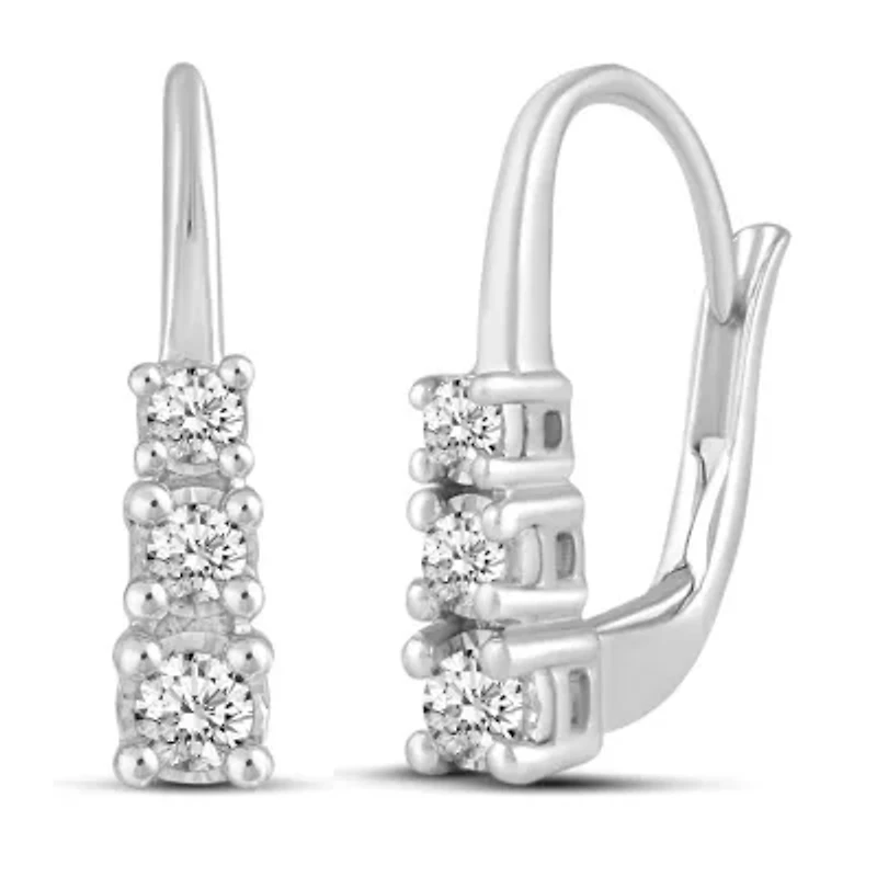 1/ ct. t.w. Natural Diamond Hoop Earring set in 925 Sterling Silver