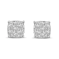 1.00Ct Cushion Diamond Women Stud Earrings Set in 925 Sterling Silver
