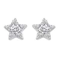 1/4 Ctw Natural Diamond Stud Earrings set in 925 Sterling Silver (STAR)