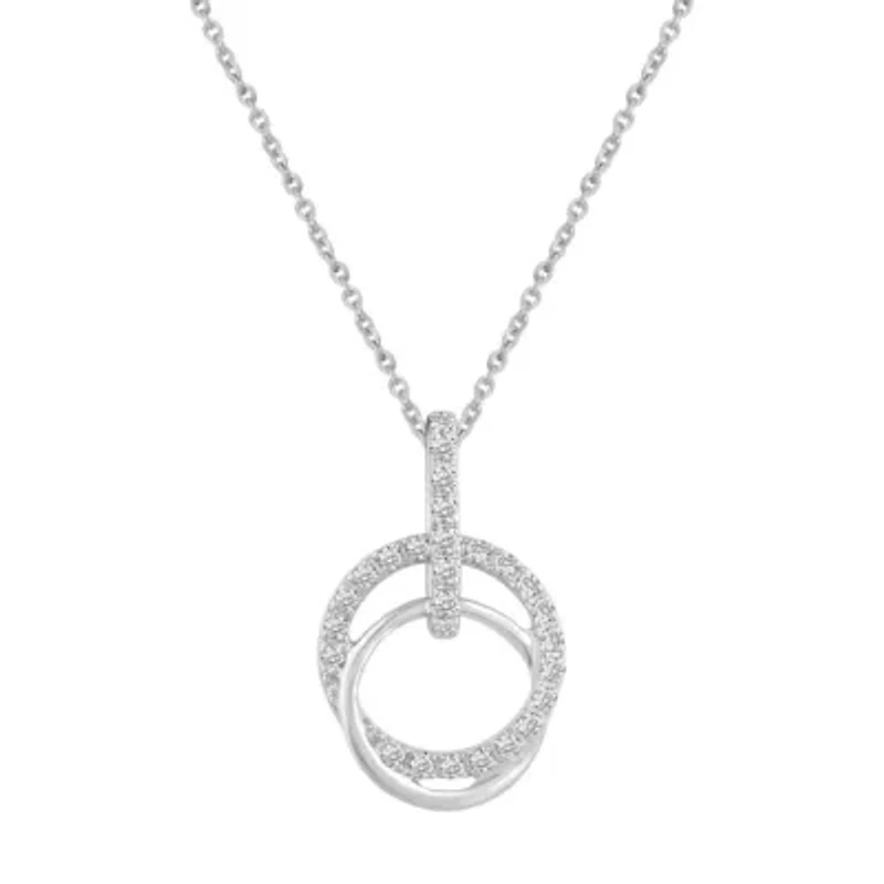 1/6 ct. t.w. Natural Diamond Circle Pendant set in 925 Sterling Silver with 18" Cable Chain
