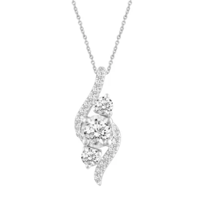 1/2Ctw Diamond Pendant Necklace set in 925 Sterling Silver with 18" cable chain