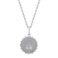1/4Ctw Medallion Paw Diamond Pendant in 925 Sterling Silver with 18" Cable Chain