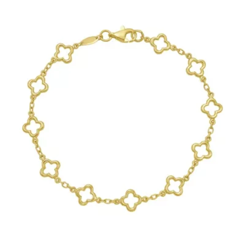 14k Gold Fashion Clover Link Bracelet
