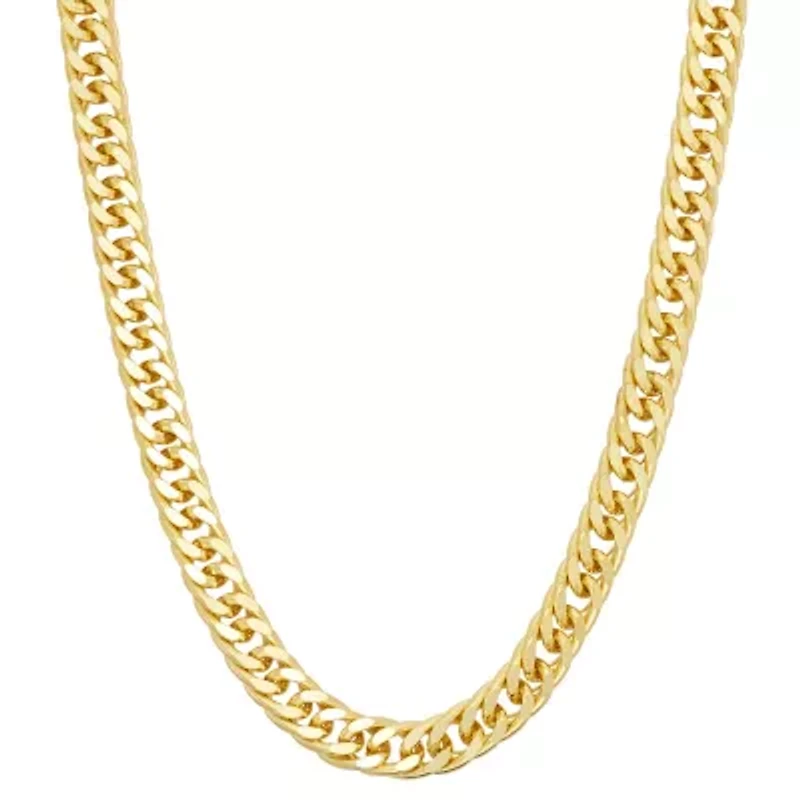 14K Gold Over Sterling Silver Mens Curb Chain Necklace