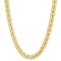 14K Gold Over Sterling Silver Mens Curb Chain Necklace
