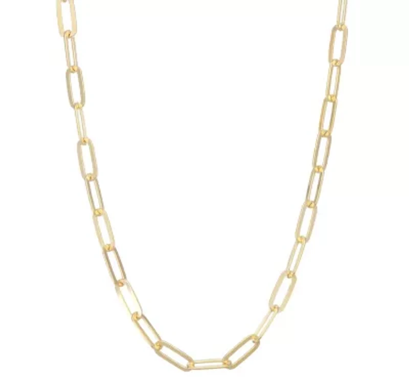 14K Gold Over Sterling Silver Mens Paperclip Chain Necklace
