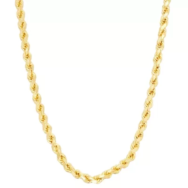 14K Gold Over Sterling Silver Mens Rope Chain Necklace