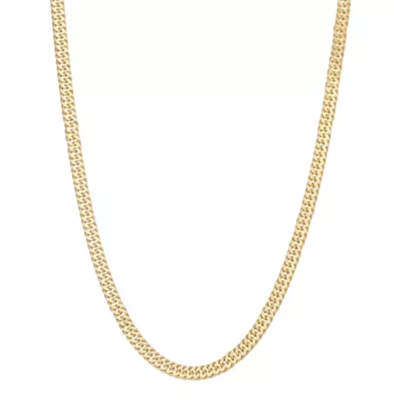 14K Gold Over Sterling Silver Mens Curb Chain Necklace