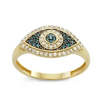 10K Gold Diamond Evil Eye Ring