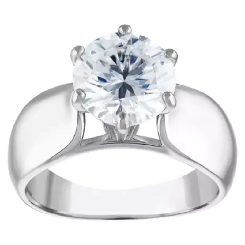 Lab Created Sterling Silver Moissanite Halo Ring
