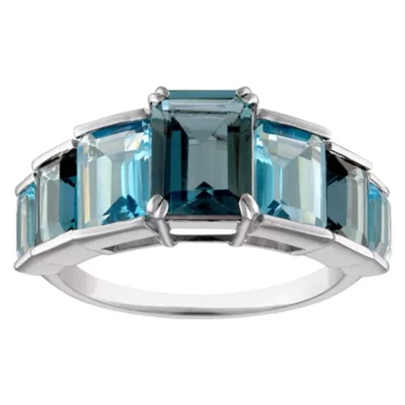 Sterling Silver Multi Blue Topaz Ring