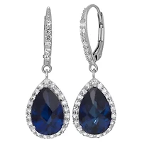 Sterling Silver Onyx And Created White Sapphire Leverback