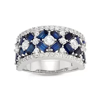 Lab Created Sterling Silver Sapphire Crossover Ring