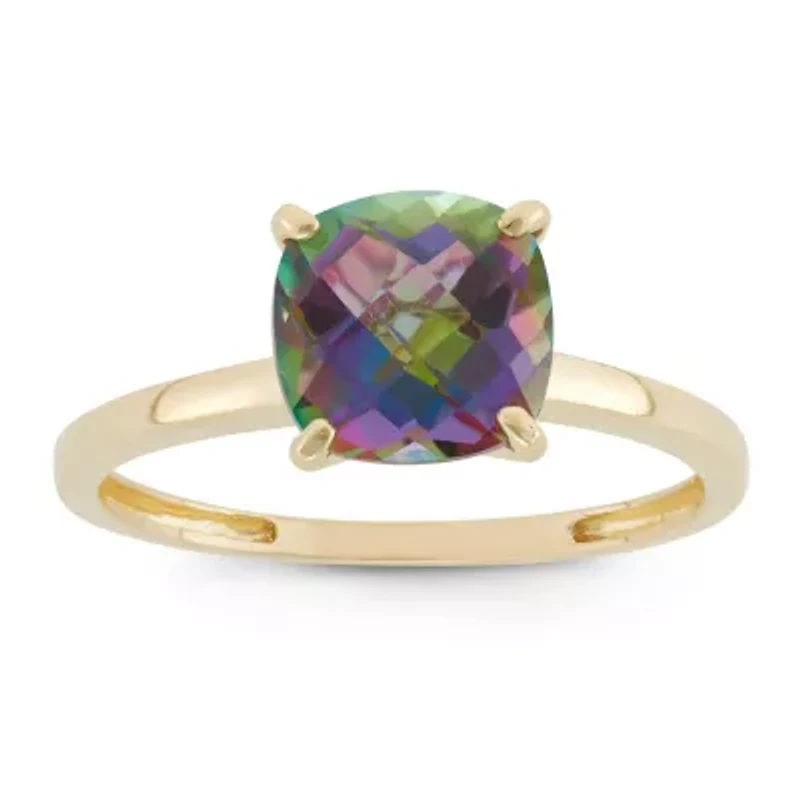 10K Gold Mystic Fire Topaz Solitaire Ring
