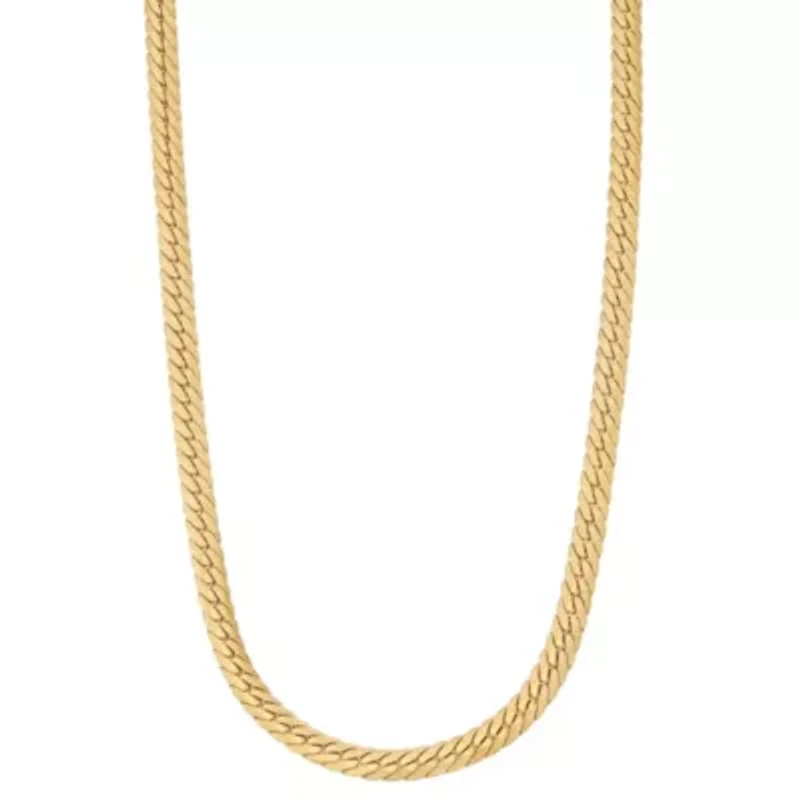 14K Gold Over Silver Men's Herringbone Chain Necklace